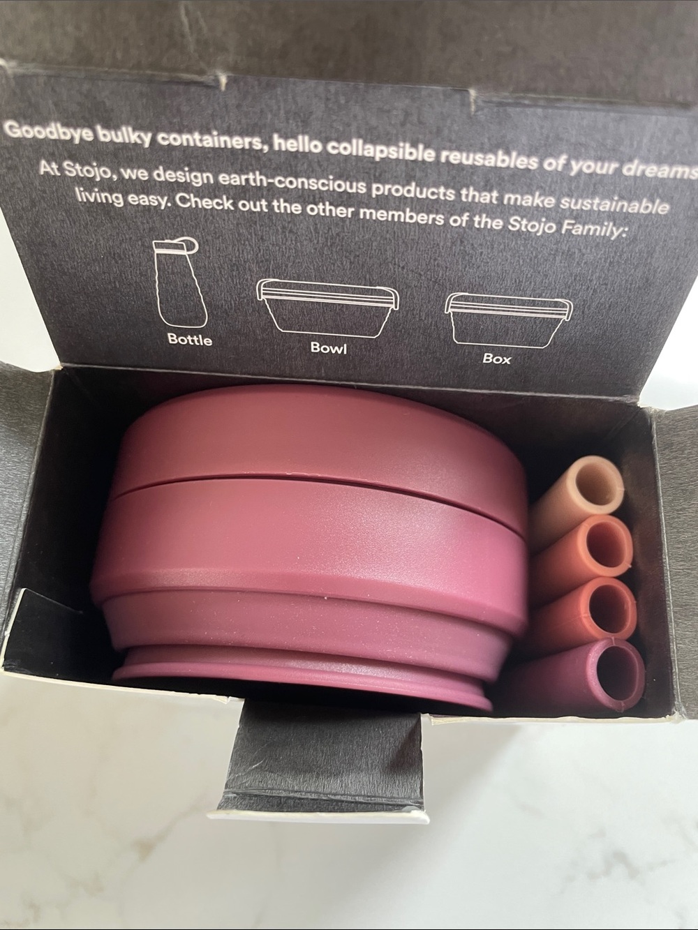 Stojo 12 oz Collapsible Travel Cup in Deep Mauve - Picture 8 of 8